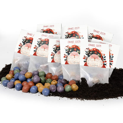 Weihnachtsmann-Blumenmurmeln als Gruppe von Geschenktütchen