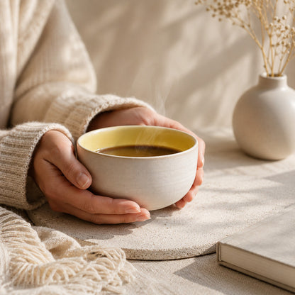 KUMO Flat White gelb | handgemachte Keramiktasse
