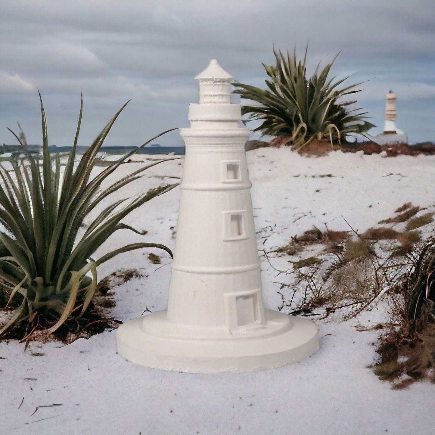 Keramik-Leuchtturm für Badezimmer – Handgefertigte maritime Deko Stein.Kunst.Werk.