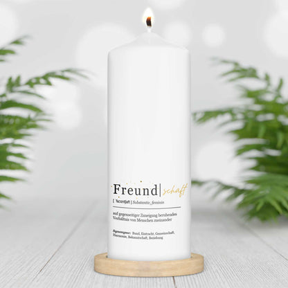 Geschenkkerze „Definition Freundschaft“ – 25 cm
