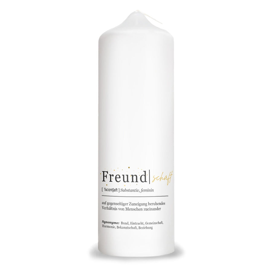 Geschenkkerze „Definition Freundschaft“ – 25 cm