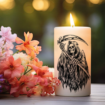 Kleine Halloween-Kerze Grim Reaper als Produktansicht