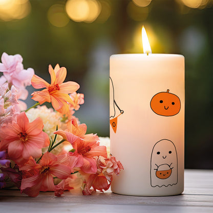 Halloween Stumpenkerze Geister als freigestellte Produktansicht