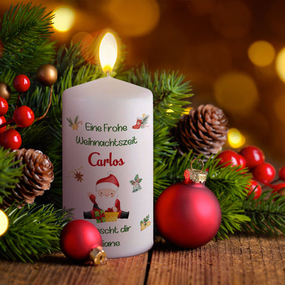 Personalisierte Weihnachtskerze „Fröhliche Weihnachten“ – mit Name