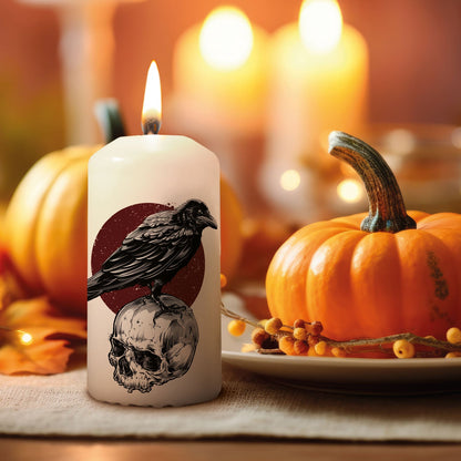 Raben-Kerze in mystischer Gothic Halloween-Dekoration