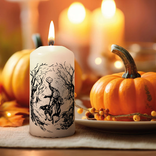 Kopfloser-Reiter Kerze in mystischer Halloween-Dekoration