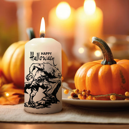 Halloween-Kerze mit Werwolf-Motiv in Spooky-Season-Deko