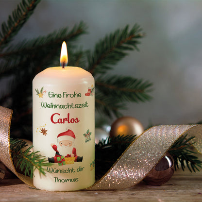 Personalisierte Weihnachtskerze „Fröhliche Weihnachten“ – mit Name