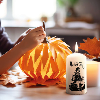 Halloween-Kerze mit Vampir-Motiv als Partytisch-Deko