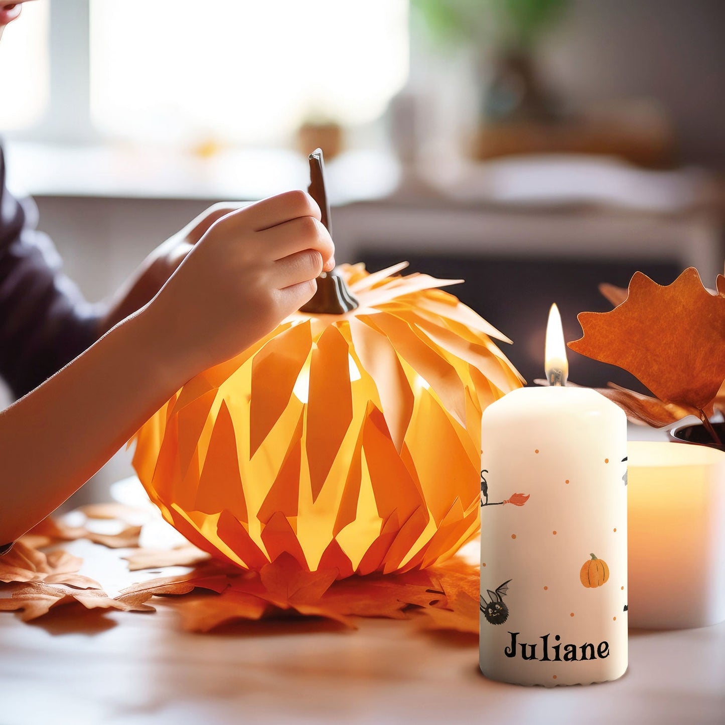 Halloween-Kerze Fledermaus als Spooky-Season-Lichtakzent