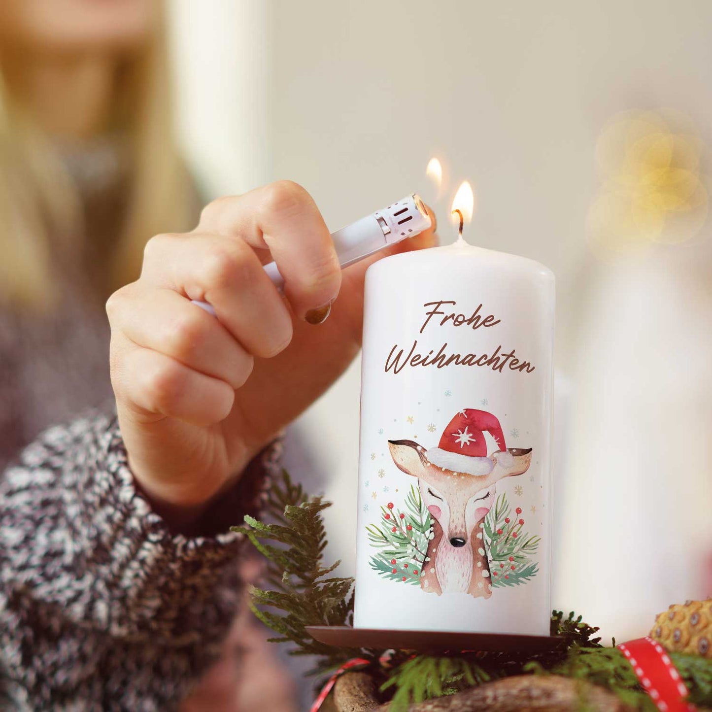 Weihnachtskerze „Reh“ – klein oder groß