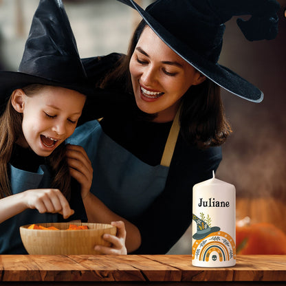 Halloween-Kerze Regenbogen als farbige Geschenkidee