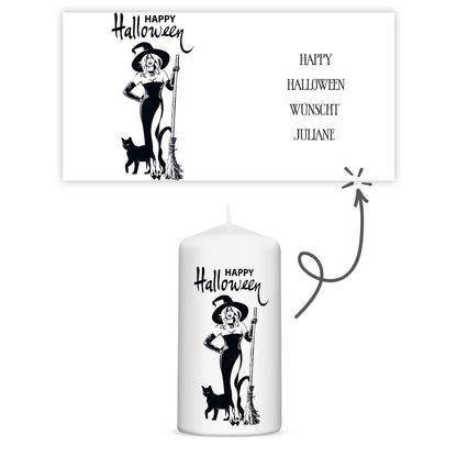 Personalisierte Halloween-Kerze 12 cm in Rundumansicht