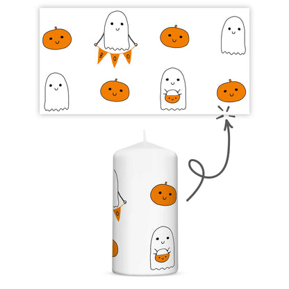 Kleine Geister Halloween-Kerze in Rundumansicht