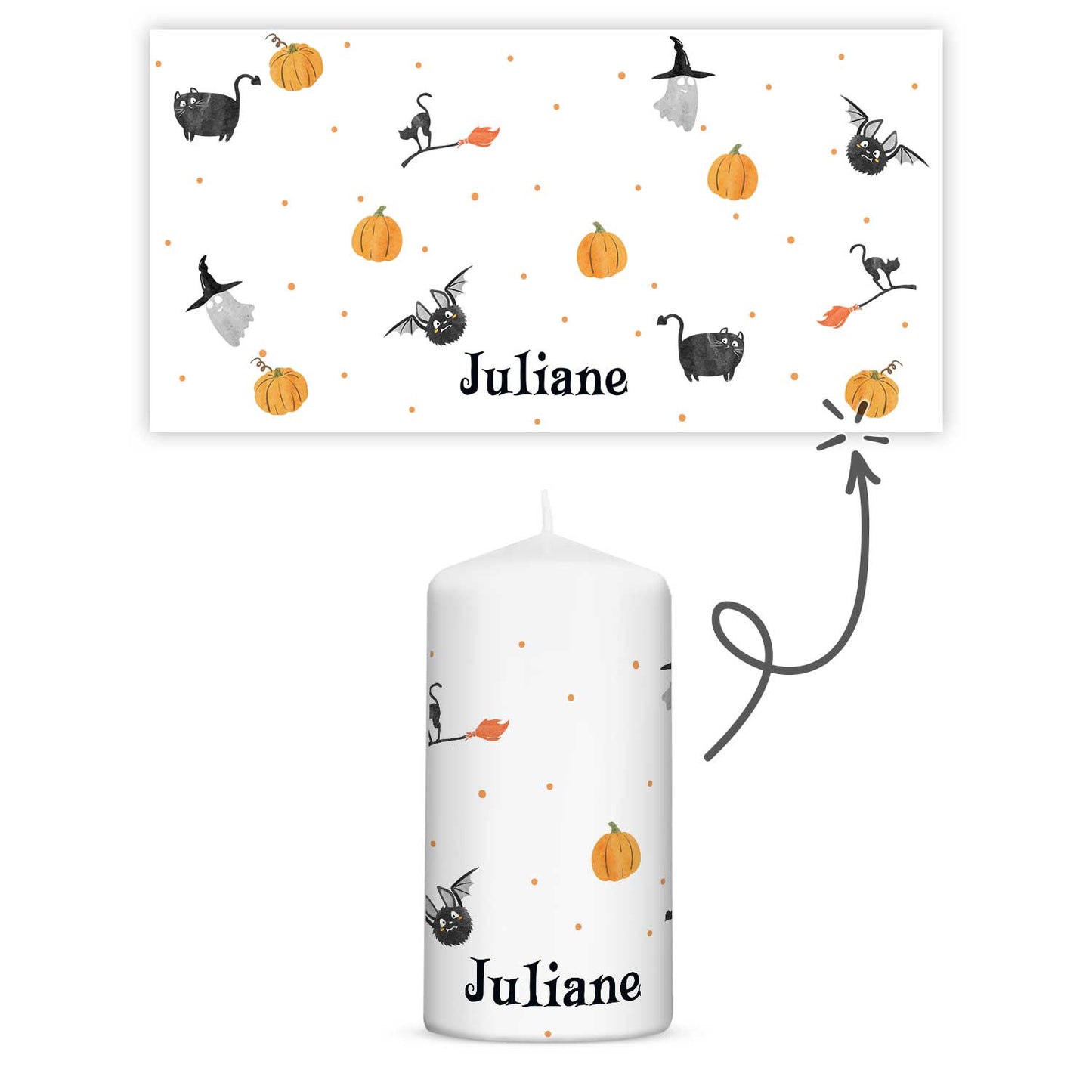 Fledermaus Halloween-Kerze 12 cm in Rundumansicht
