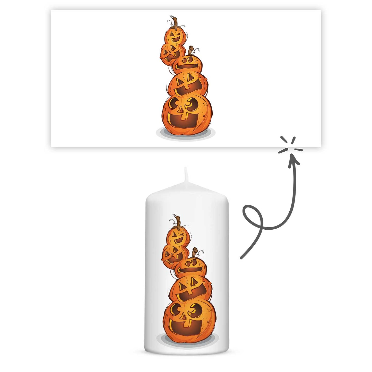 Halloween Kürbis-Kerze 12 cm in Rundumansicht