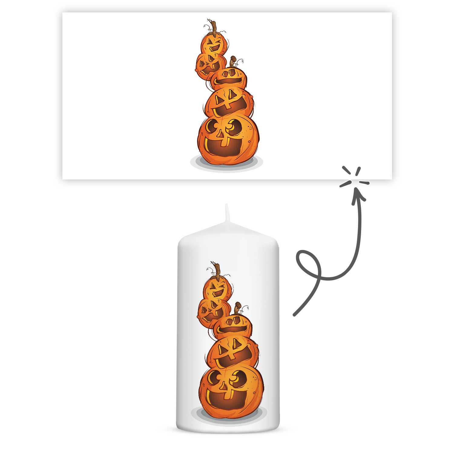 Halloween Kürbis-Kerze 12 cm in Rundumansicht
