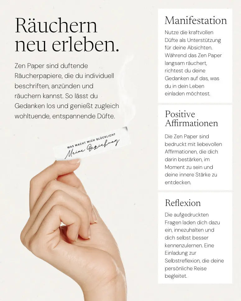 Press Pause Räucherpapier von ZoaZen für bewusste Auszeiten – Produktdetails