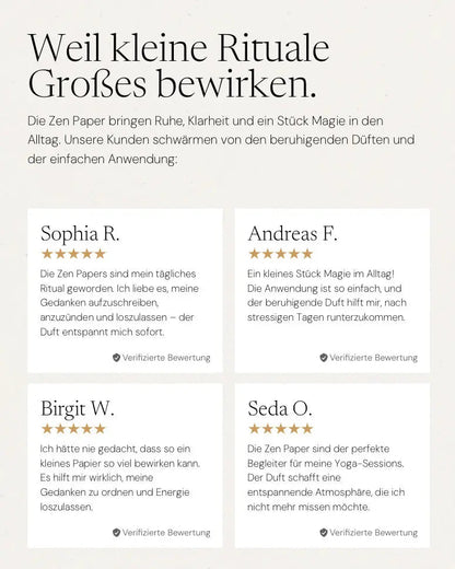 Press Pause Räucherpapier von ZoaZen für bewusste Auszeiten – Nahaufnahme