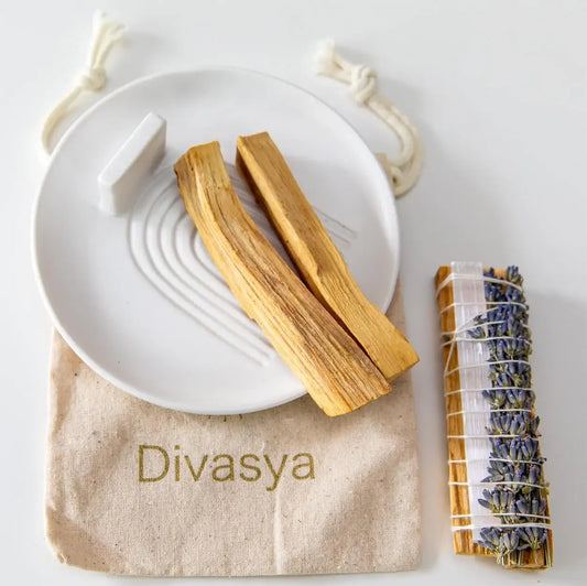 Palo Santo räuchern | Starter-Set für Yoga & Meditation | mit Räucherschale - by SteinKunstWerk | aus nachhaltiger Herstellung