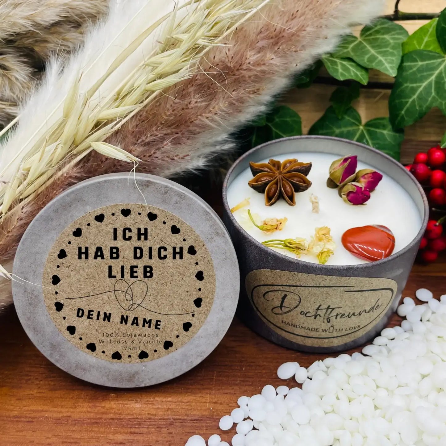 Personalisierte Duftkerze „Ich hab dich lieb - Dein Name“ – Nachhaltiges Geschenk aus dem Südschwarzwald