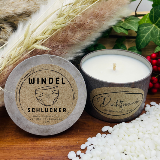 Personalisierte Duftkerze „Windelschlucker“ – Nachhaltiges Geschenk aus dem Südschwarzwald