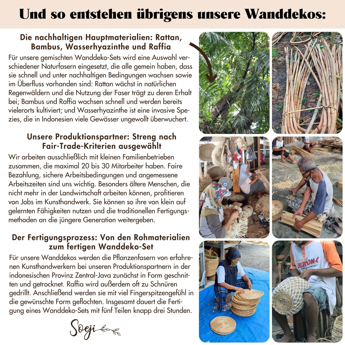 Wanddeko-Set PENIDA (5-teilig) – Naturfasern