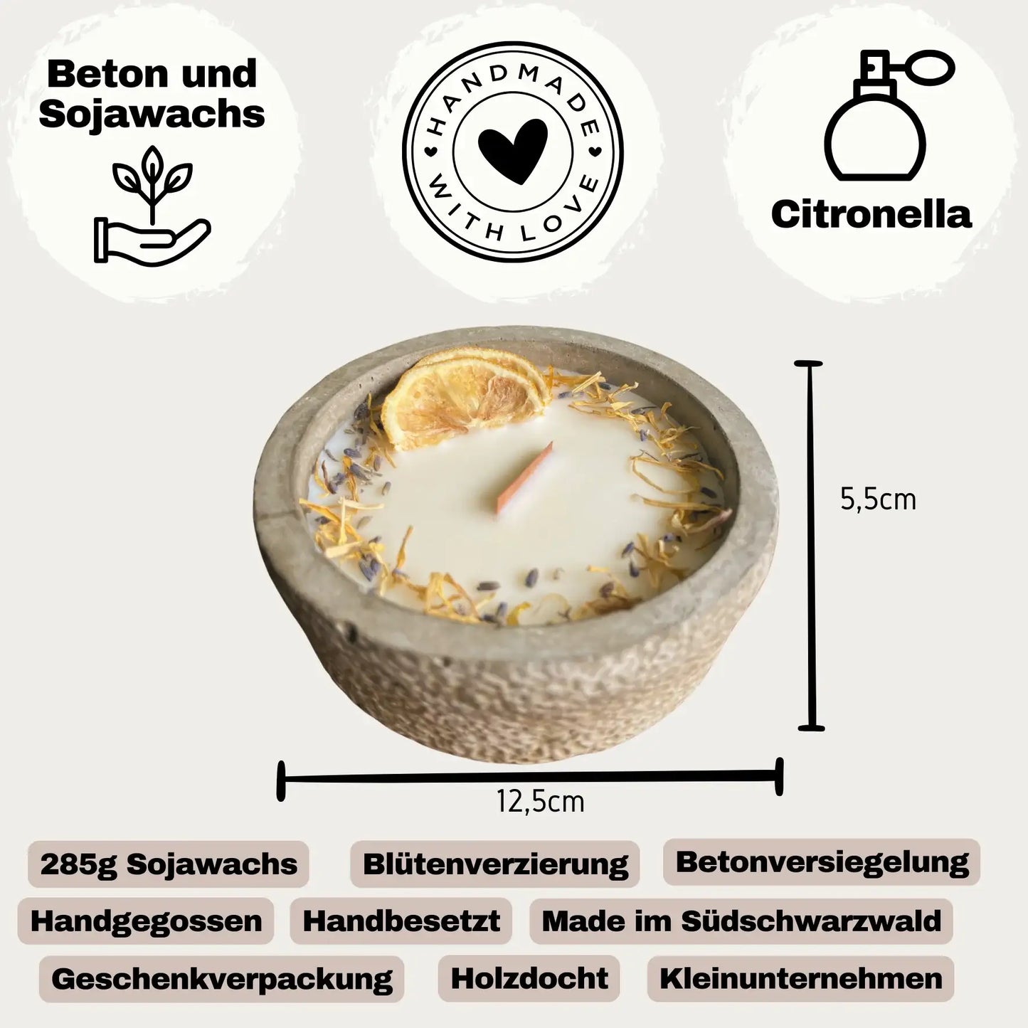 Handgemachte Citronella-Betonkerze „Sommernacht“ – Stilvoll & nachhaltig - by SteinKunstWerk | Outdoor aus nachhaltiger Herstellung