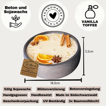 XL Citronella Kerze im Betongefäß „Der Schatten“ – Schwarz | Outdoor