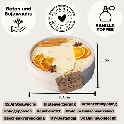 Betonkerze "Big Grey" – Handgemachte vegane Kerze mit Duft - by SteinKunstWerk | Outdoor aus nachhaltiger Herstellung