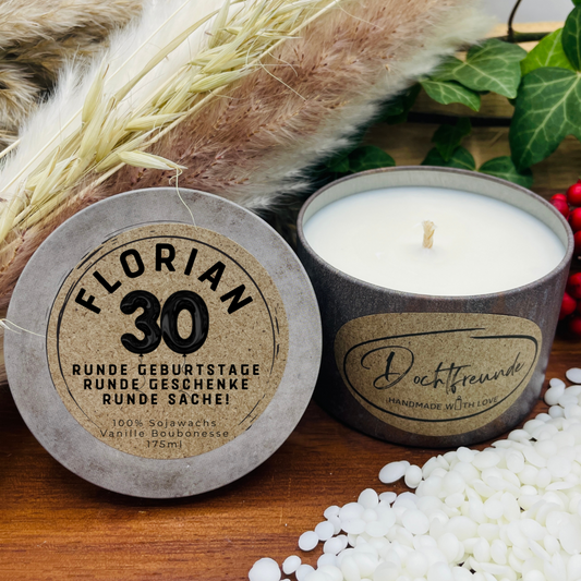 Personalisierte Duftkerze zum runden Geburtstag