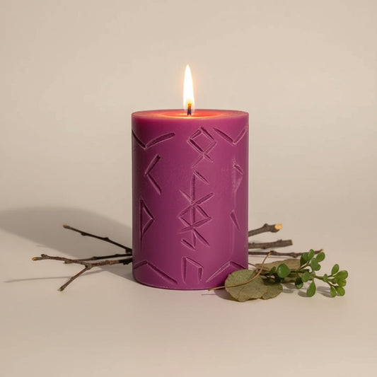 Runenkerze Mímir nach nordischer Tradition – für Klarheit & Inspiration - by SteinKunstWerk | Runenkerzen aus nachhaltiger Herstellung