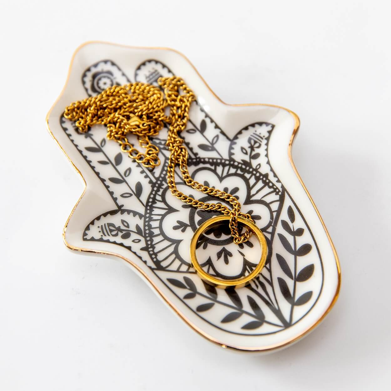 Hamsa-Schmuckschale in Schwarz oder Weiß