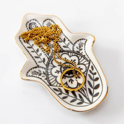 Hamsa-Schmuckschale in Schwarz oder Weiß
