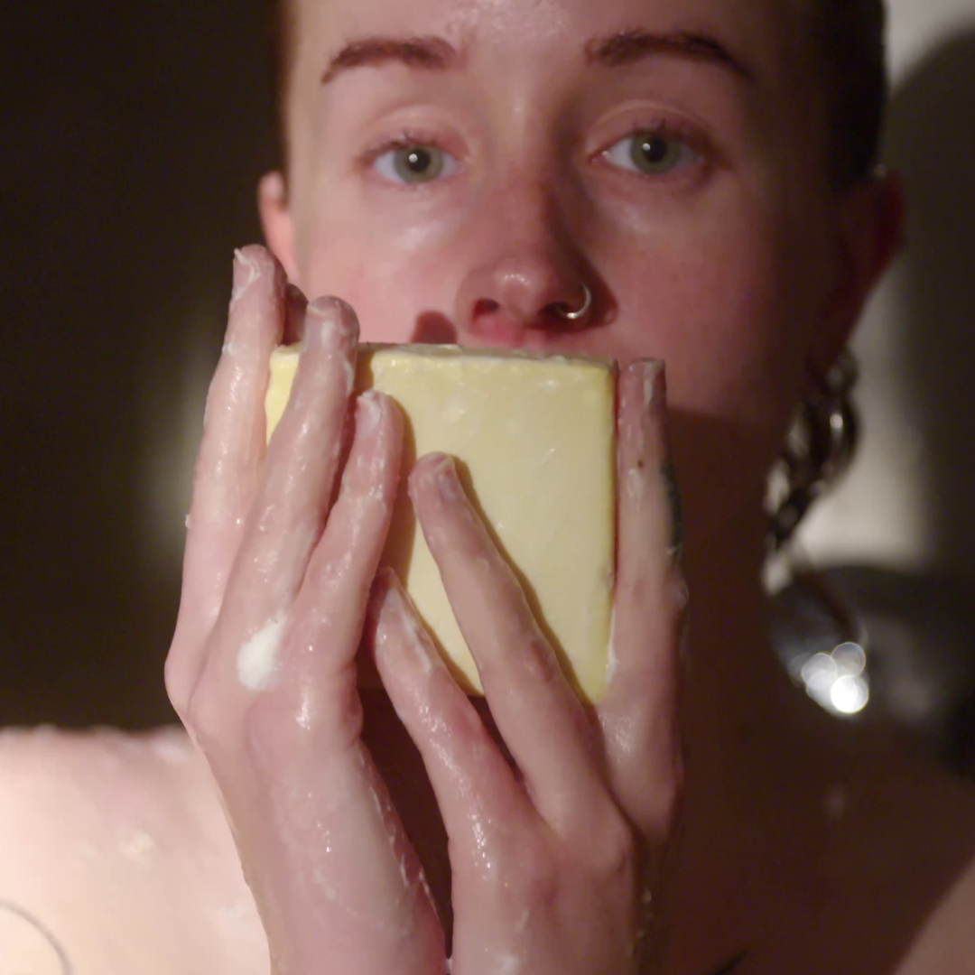 Usage photograph: therefore beauty block zero – calendula soap