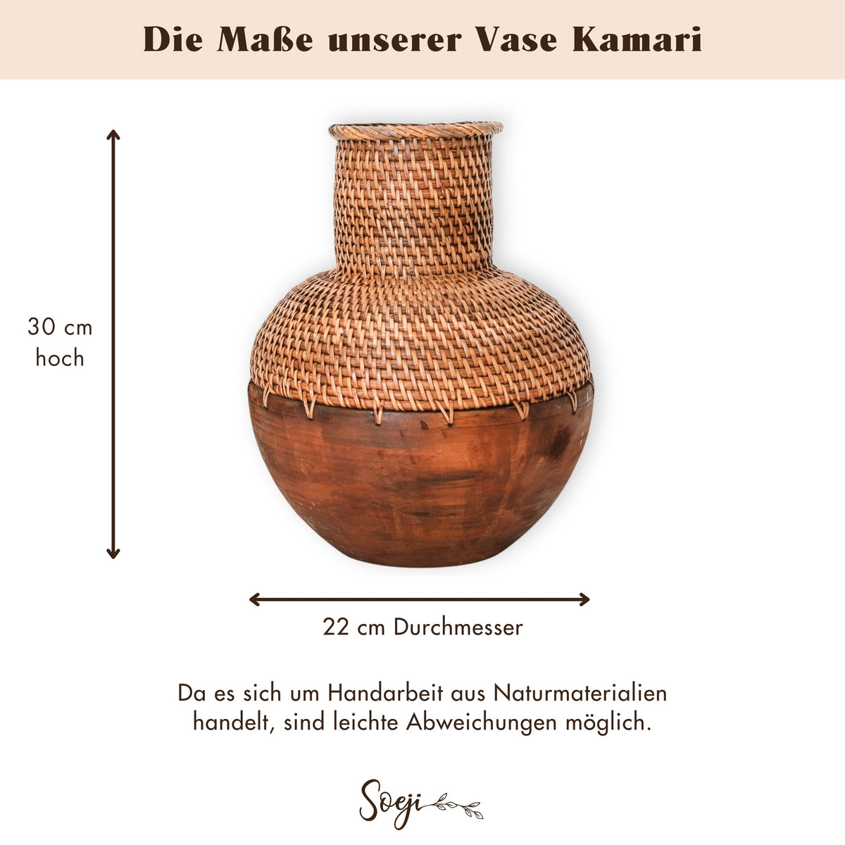 Dekovase KAMARI (braun) – Rattan