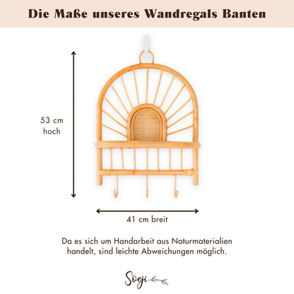 Größen- und Maßübersicht für Soeji Wandregal BANTEN aus Rattan