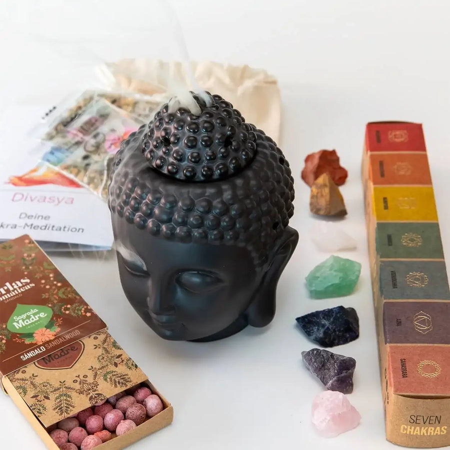 Geschenkset Chakra Meditation & Yoga – spirituelles Meditationsset für Balance & Achtsamkeit - by SteinKunstWerk | Bundle aus nachhaltiger Herstellung