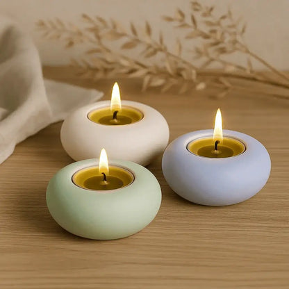 Flacher Teelichthalter – handgemachte Deko für DIY, Rituale & moderne Wohnideen - by SteinKunstWerk | HE aus nachhaltiger Herstellung