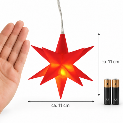 LED-Weihnachtsstern circa 11 cm – illustrativer Größenvergleich
