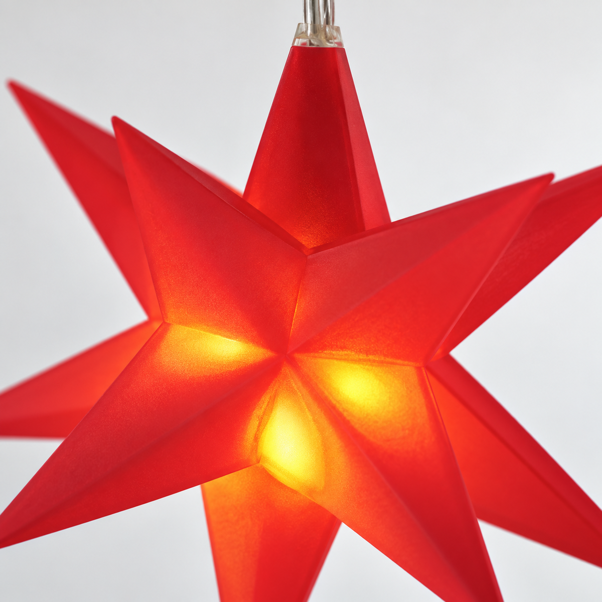 Roter LED-Weihnachtsstern – KI-generierte Studioansicht