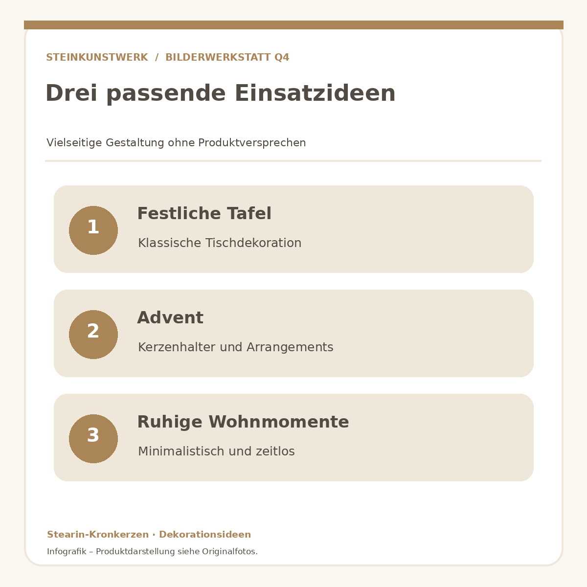 Einsatzmöglichkeiten für Stearin-Kronkerzen bei Advent und Tischdekoration