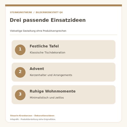Einsatzmöglichkeiten für Stearin-Kronkerzen bei Advent und Tischdekoration