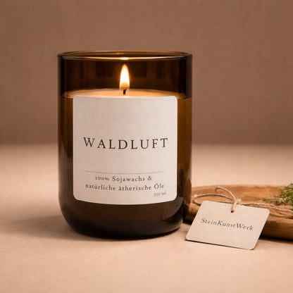 Waldluft Duftkerze im Glas, minimalistisches Design mit Sojawachs