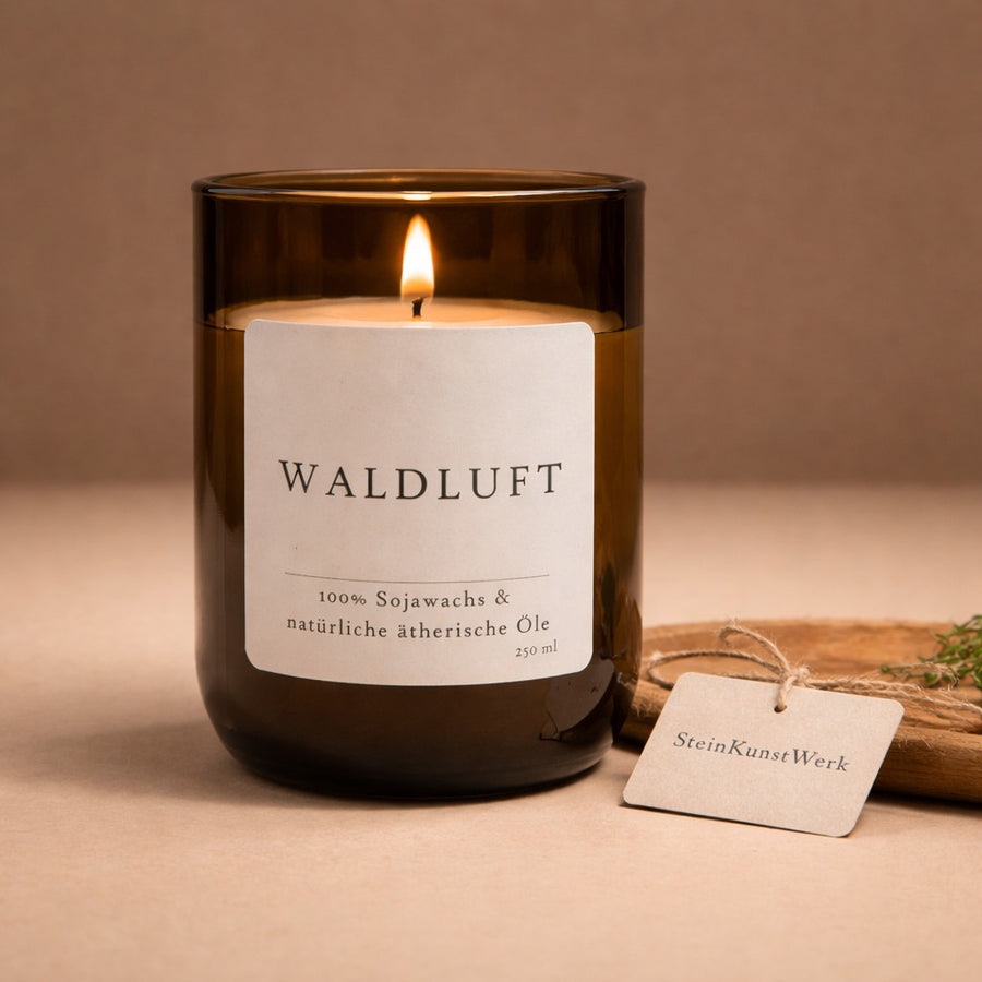 Waldluft Duftkerze im Glas, minimalistisches Design mit Sojawachs