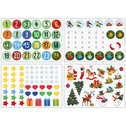 DIY-Adventskalender mit 25 Kraftpapiertüten – 144 Sticker