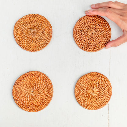 Untersetzer-Set TIBU (4er-/8er-Set) – Rattan