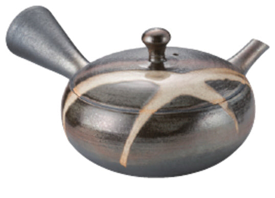 Tohohiro Kyusu Beige Linien – Teegeschirr bei SteinKunstWerk