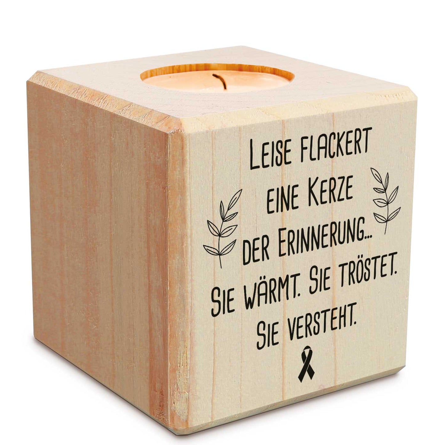 Trauerlicht aus Holz – Teelichthalter für stille Erinnerungsmomente