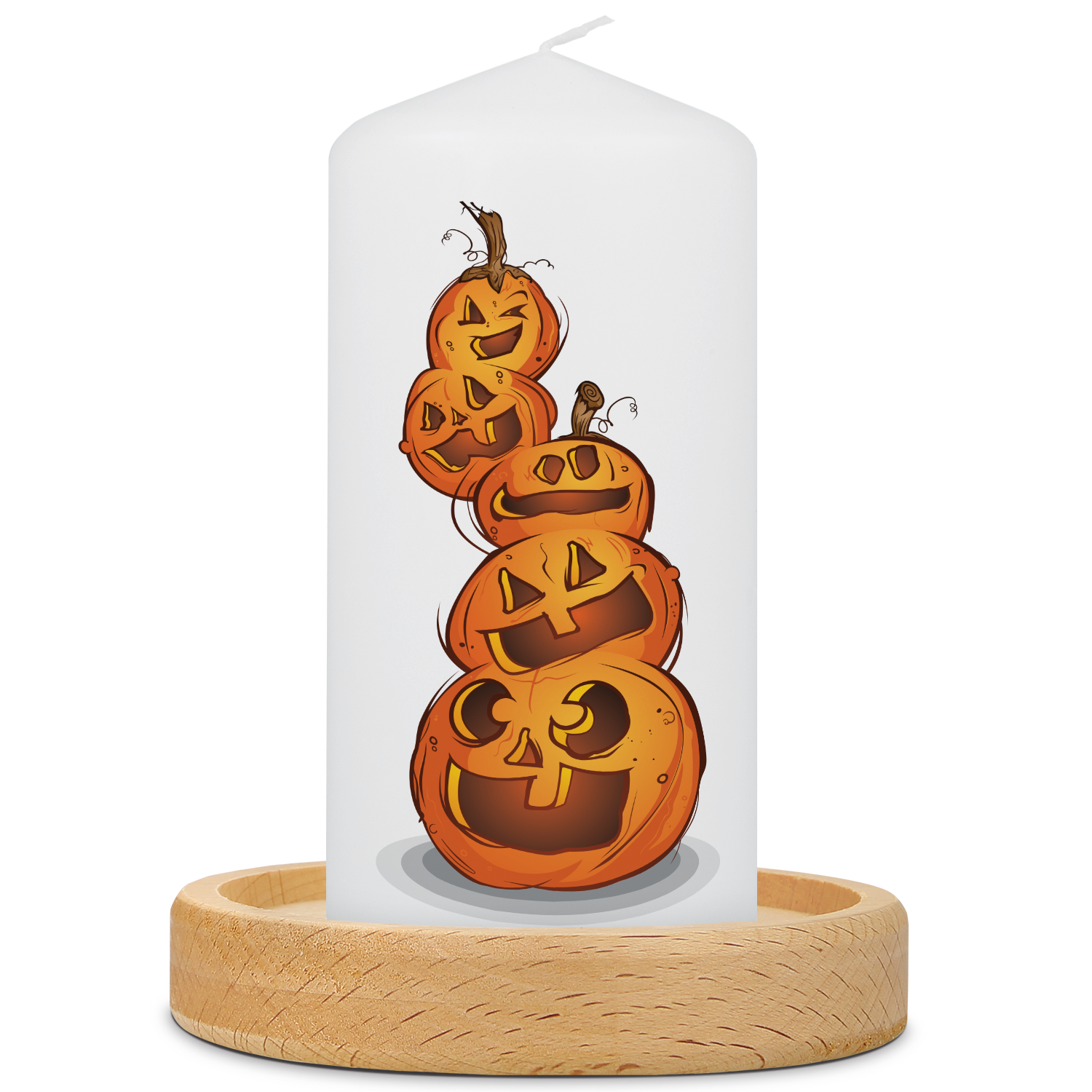 Halloween Kürbis-Kerze Kürbisstapel mit Kerzenteller